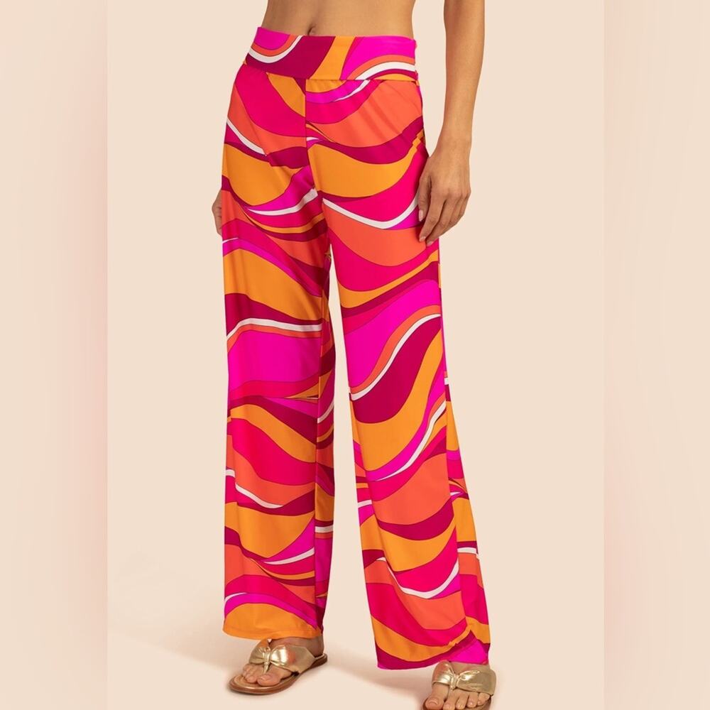 NWT Trina Turk Vivid Vista Swim Pants Coverup Wide Leg Retro Pull On Womems M